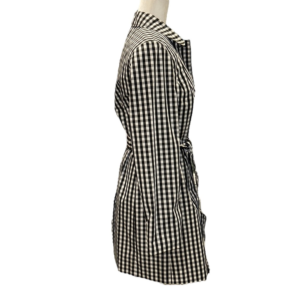 NWT Talbots Mac Black White Gingham Belted Weather Resistant Trench Coat - 6 - Picture 8 of 15